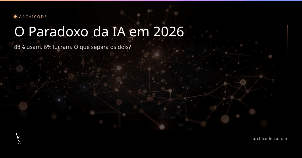 O Paradoxo da IA em 2026: 88% das empresas usam, apenas 6% lucram — e o que separa os dois grupos
